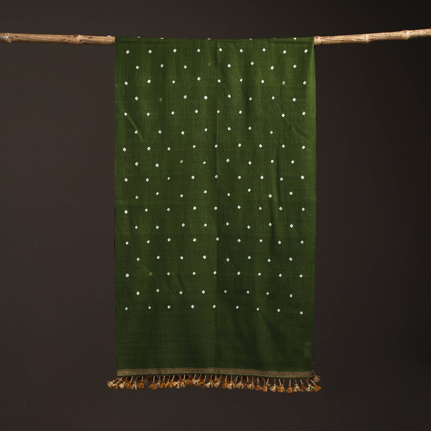 Kutch handwoven merino wool bandhani tie-dye stole 165