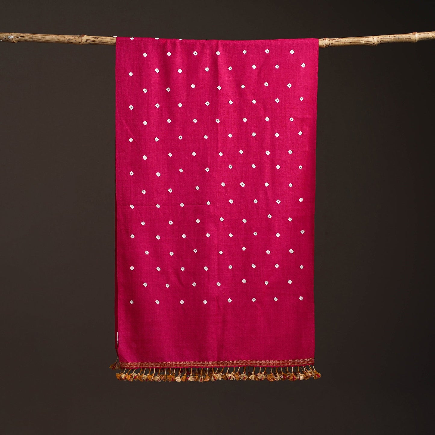 Kutch handwoven merino wool bandhani tie-dye stole 167