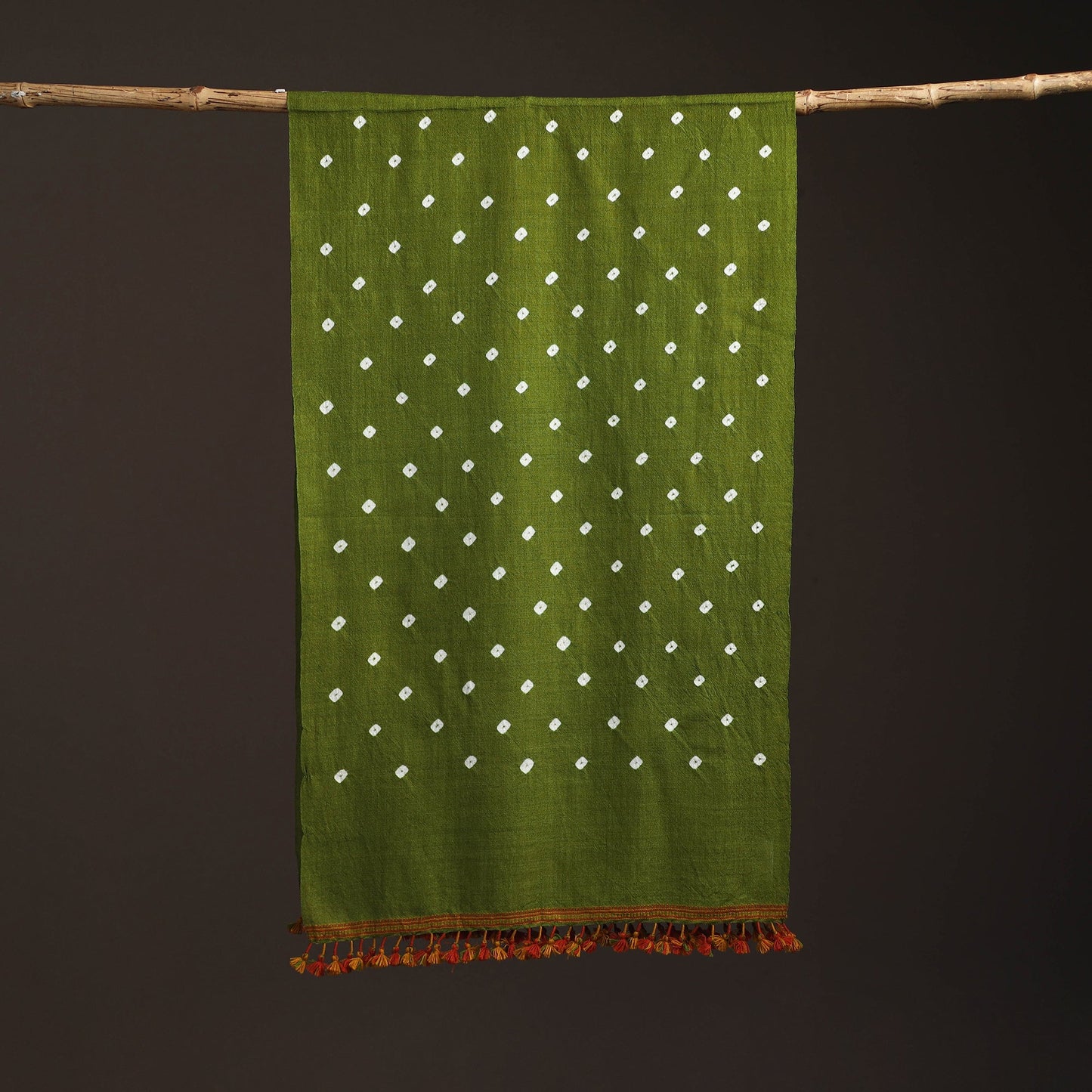 Kutch handwoven merino wool bandhani tie-dye stole 168