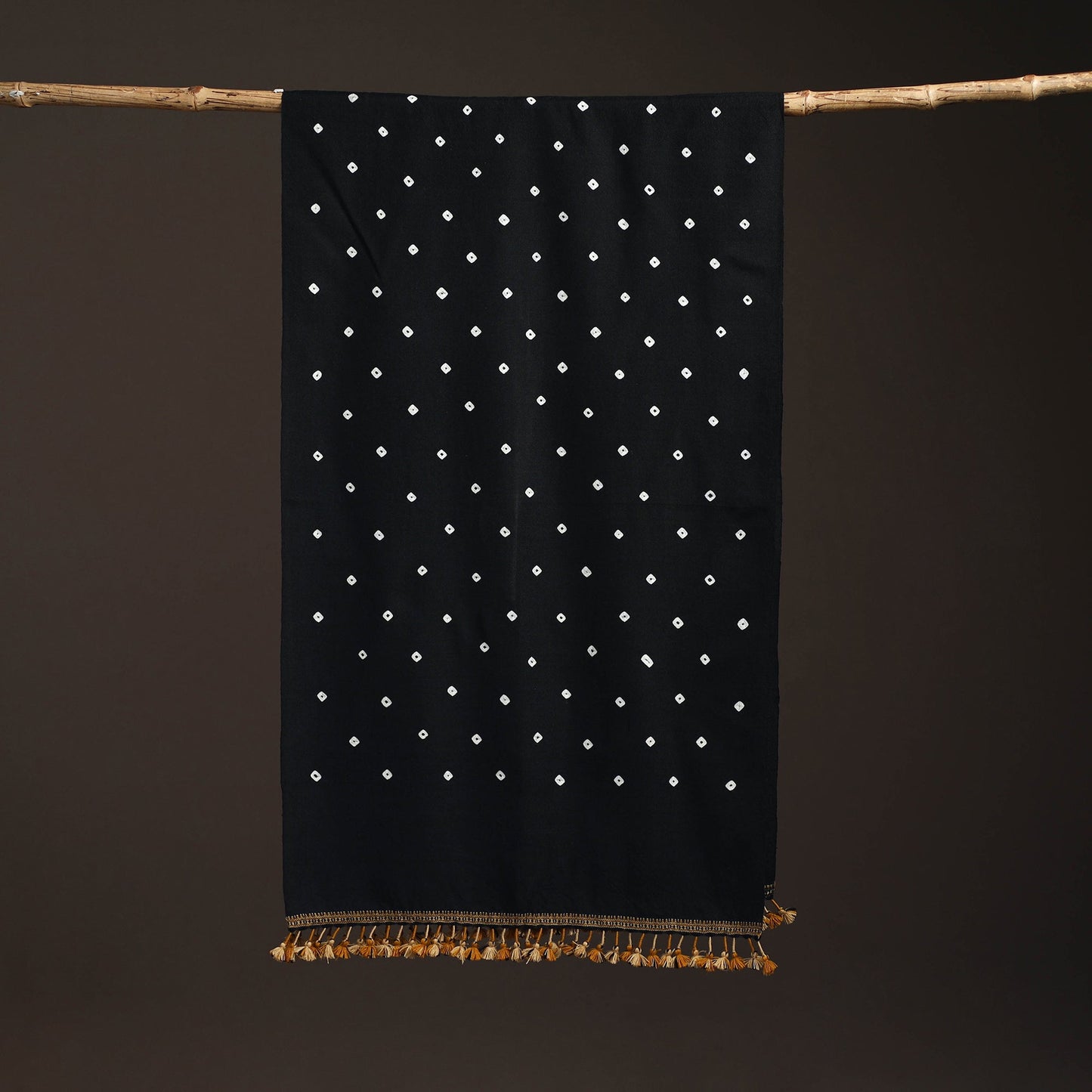 Kutch handwoven merino wool bandhani tie-dye stole 169