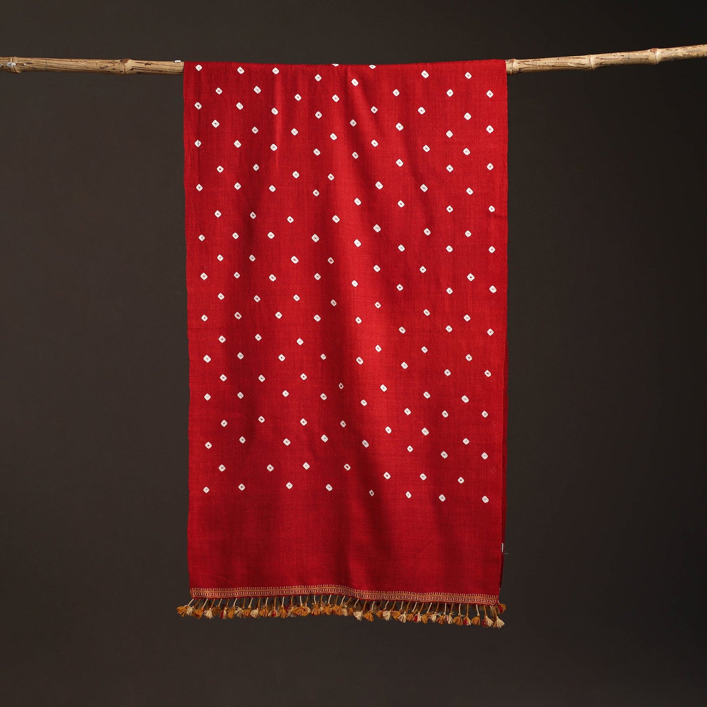 Kutch handwoven merino wool bandhani tie-dye stole 171