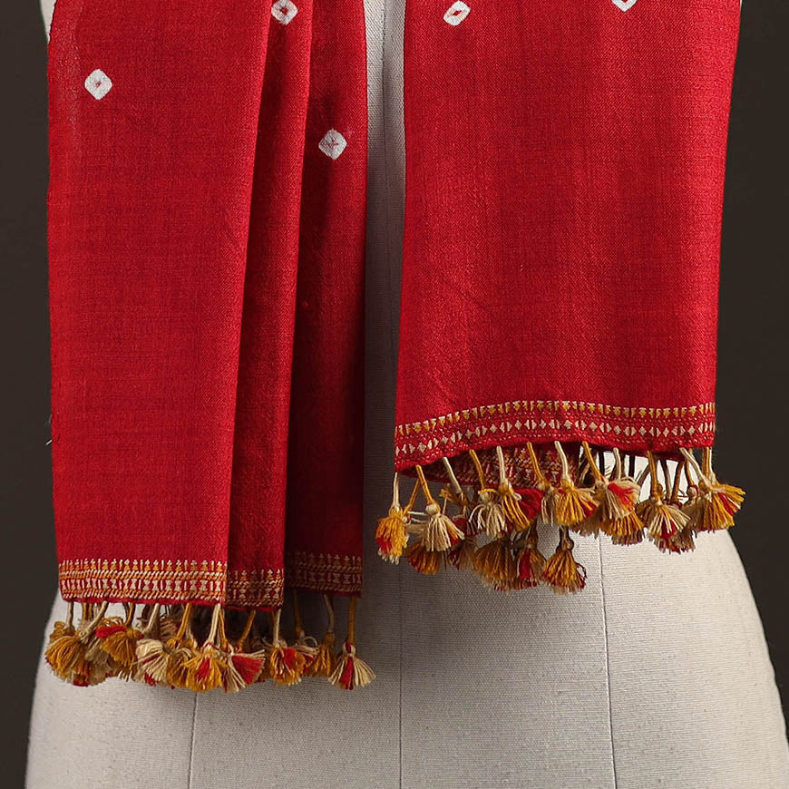 Kutch handwoven merino wool bandhani tie-dye stole 171
