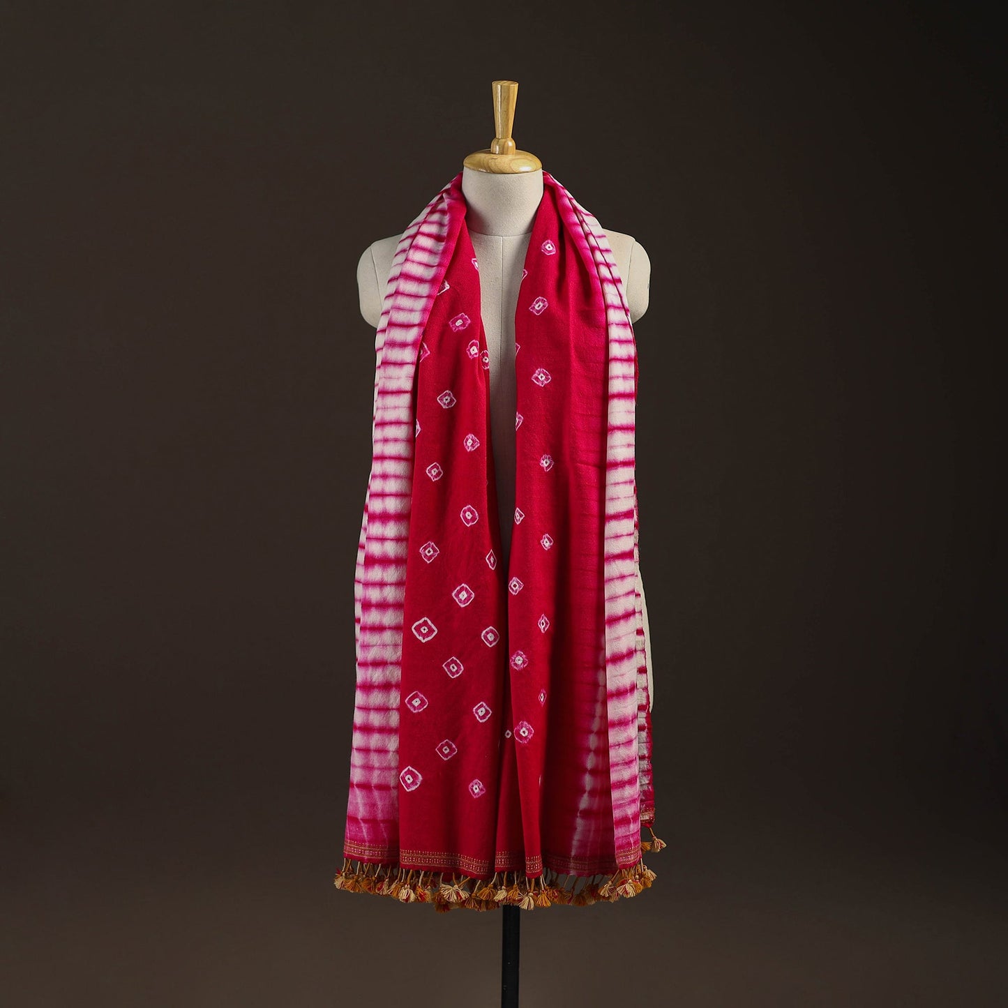 Kutch handwoven merino wool shibori & bandhani tie-dye