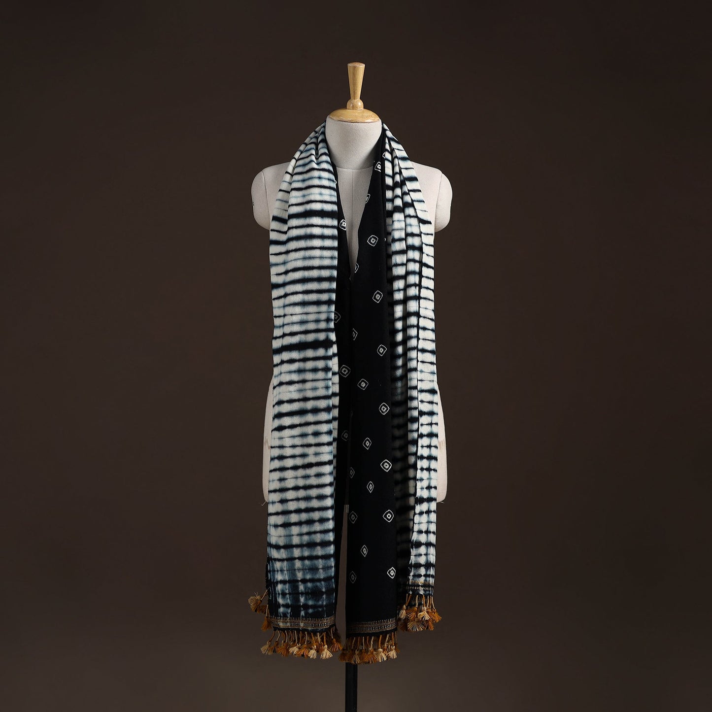 Kutch handwoven merino wool shibori & bandhani tie-dye