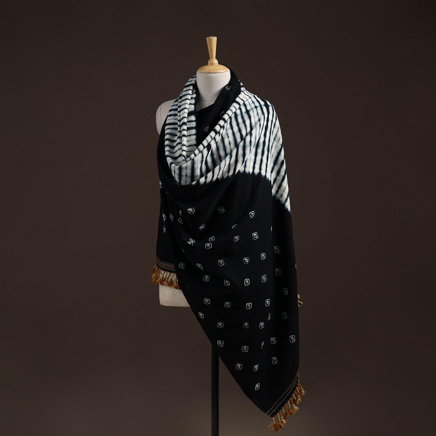 Kutch handwoven merino wool shibori & bandhani tie-dye