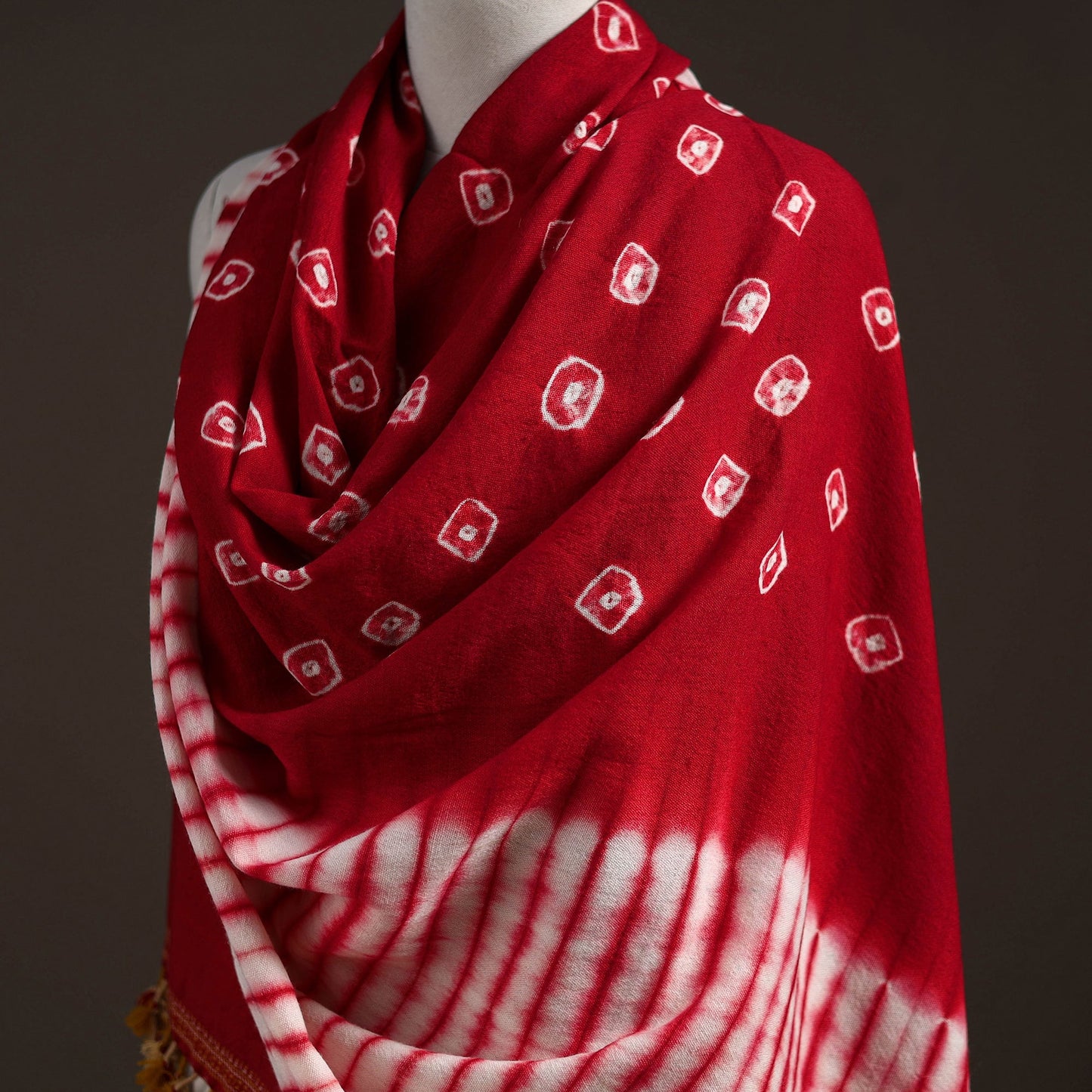 Kutch handwoven merino wool shibori & bandhani tie-dye