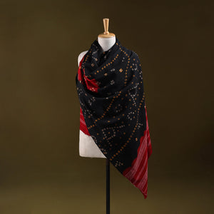 Kutch handwoven merino wool tie-dye bandhani shawl 01