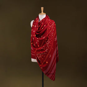 Kutch handwoven merino wool tie-dye bandhani shawl 03