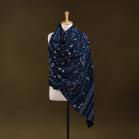 Kutch handwoven merino wool tie-dye bandhani shawl 05