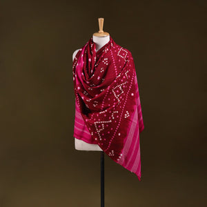 Kutch handwoven merino wool tie-dye bandhani shawl 06
