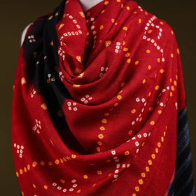 Kutch handwoven merino wool tie-dye bandhani shawl 08
