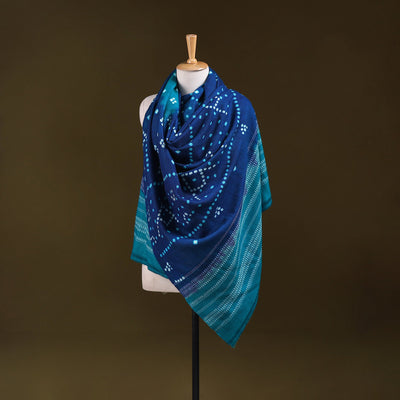 Kutch handwoven merino wool tie-dye bandhani shawl 10