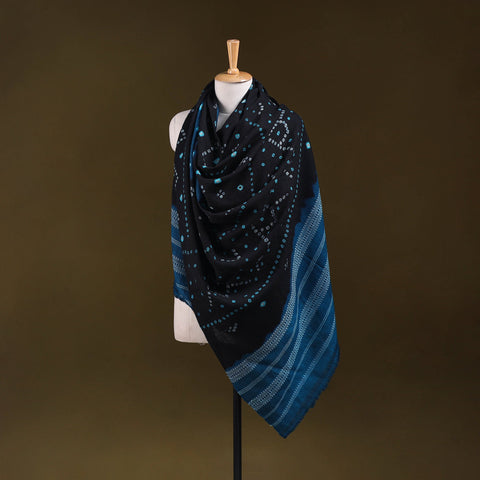 Kutch handwoven merino wool tie-dye bandhani shawl 14