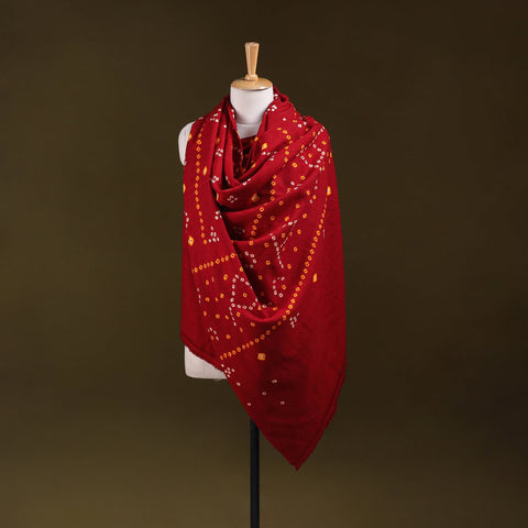 Kutch handwoven merino wool tie-dye bandhani shawl 19
