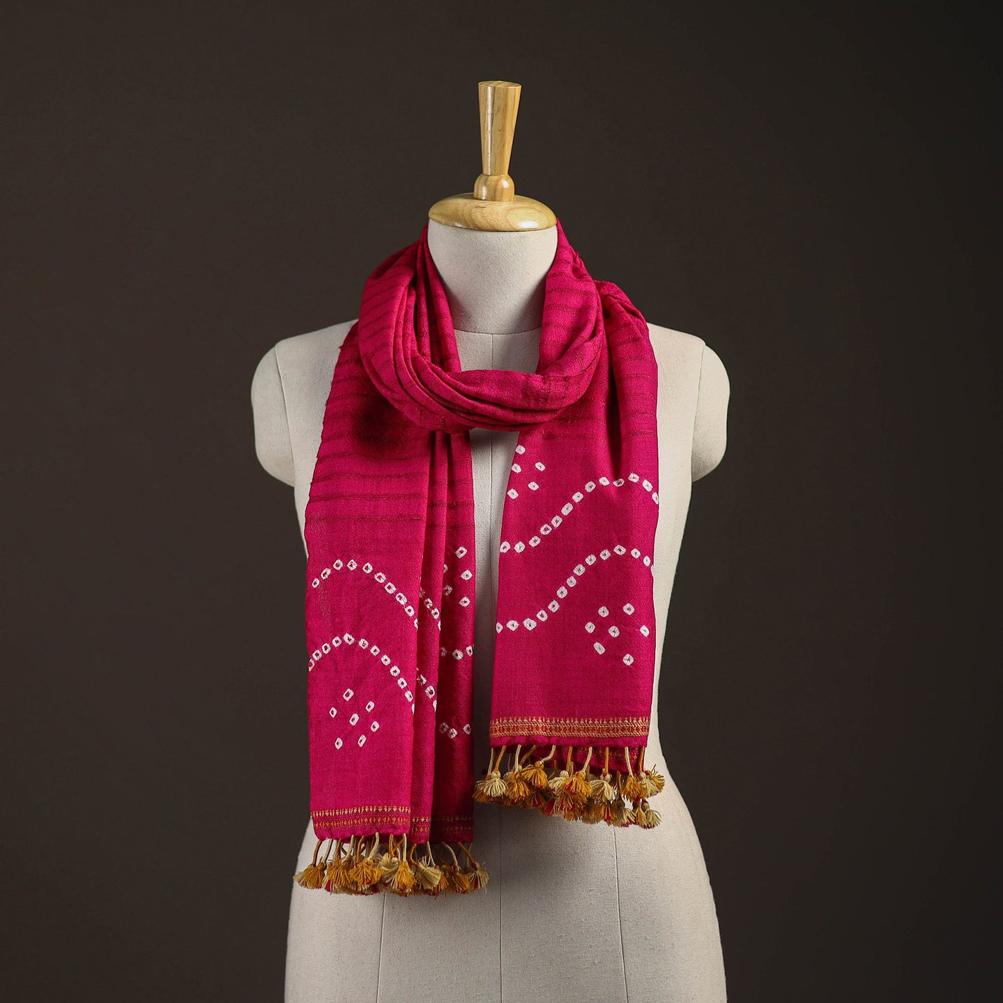 Kutch handwoven merino wool x tussar silk bandhani tie-dye