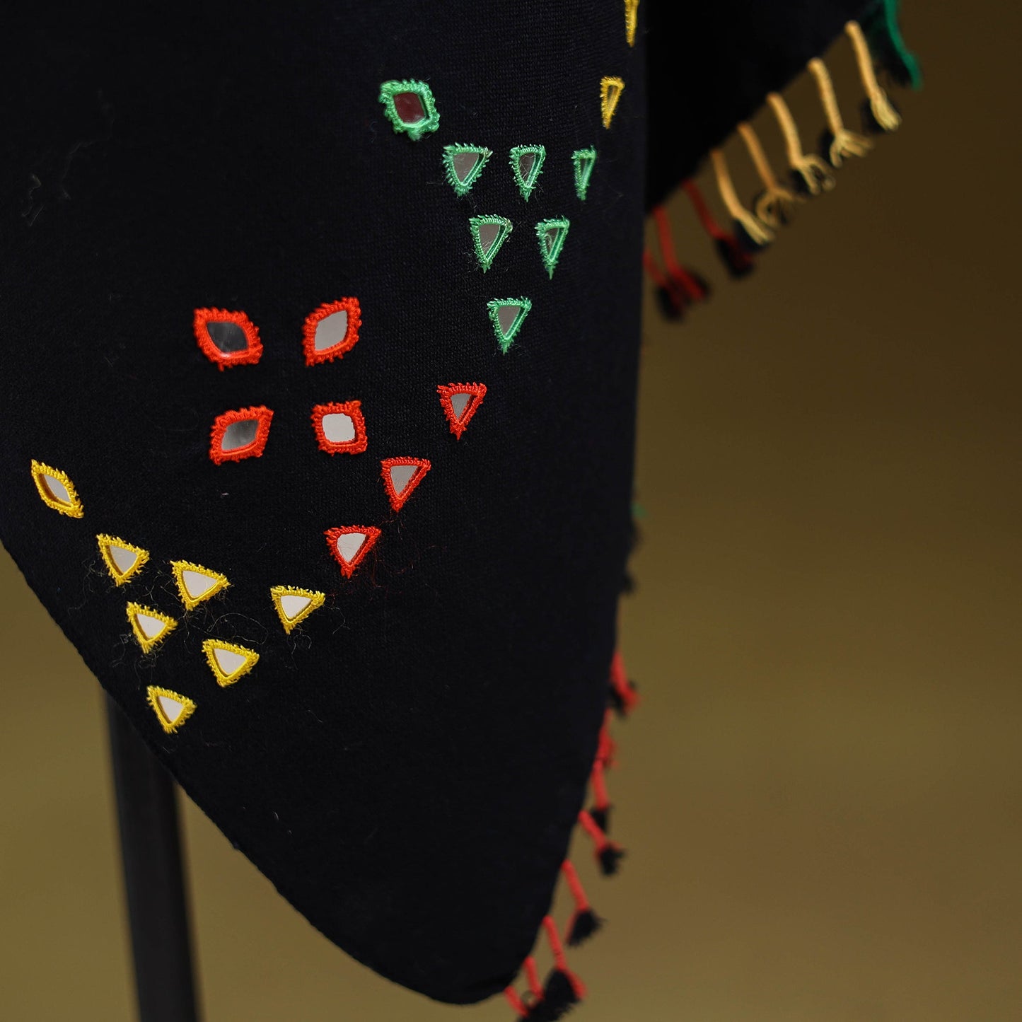 Kutch handwoven mirror work acrylic wool shawl 147