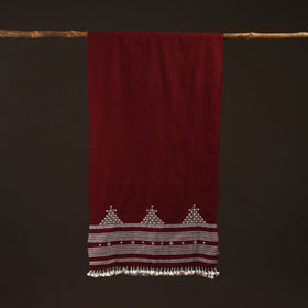 Kutch handwoven mirror work merino wool embroidered stole