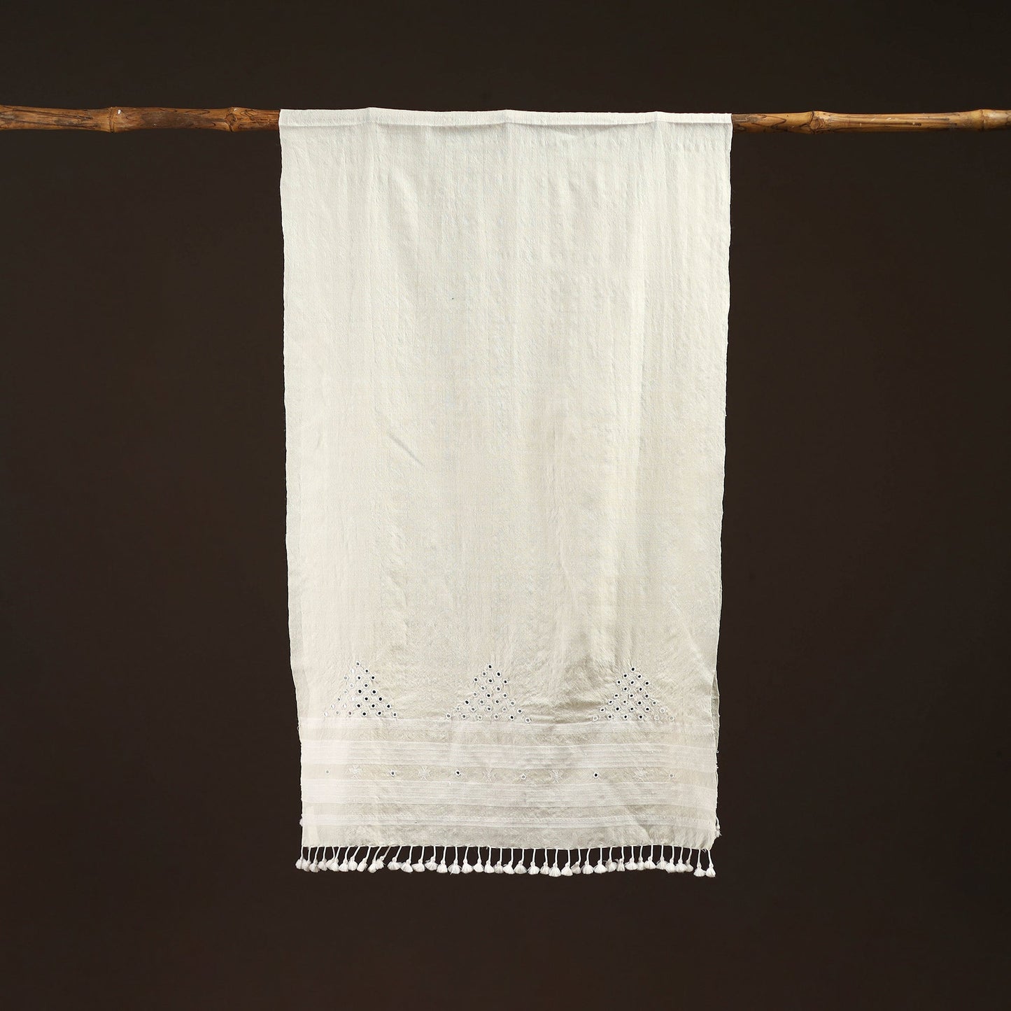 Kutch handwoven mirror work merino wool embroidered stole