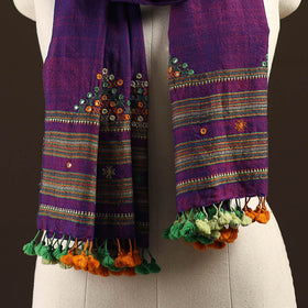 Kutch handwoven mirror work merino wool embroidered stole