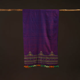 Kutch handwoven mirror work merino wool embroidered stole