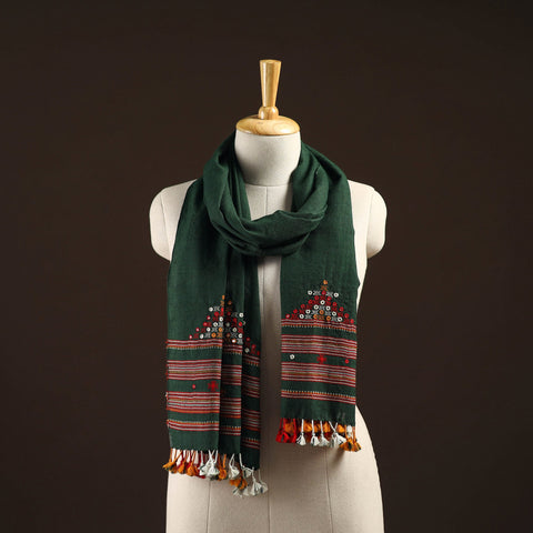 Kutch handwoven mirror work merino wool embroidered stole