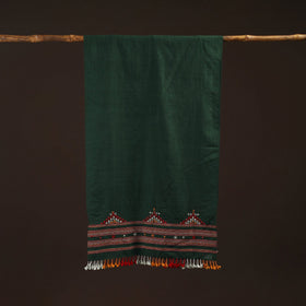 Kutch handwoven mirror work merino wool embroidered stole