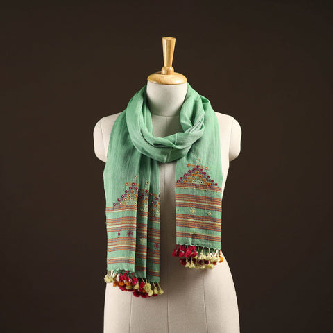 Kutch handwoven mirror work merino wool embroidered stole