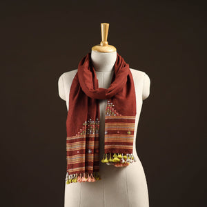 Kutch handwoven mirror work merino wool embroidered stole