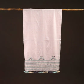 Kutch handwoven mirror work merino wool embroidered stole