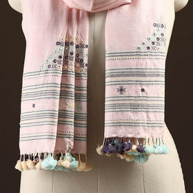 Kutch handwoven mirror work merino wool embroidered stole