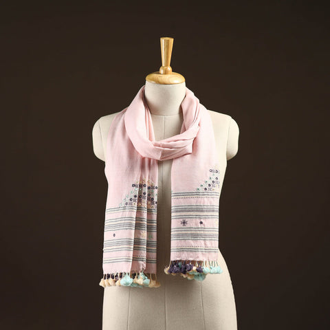 Kutch handwoven mirror work merino wool embroidered stole