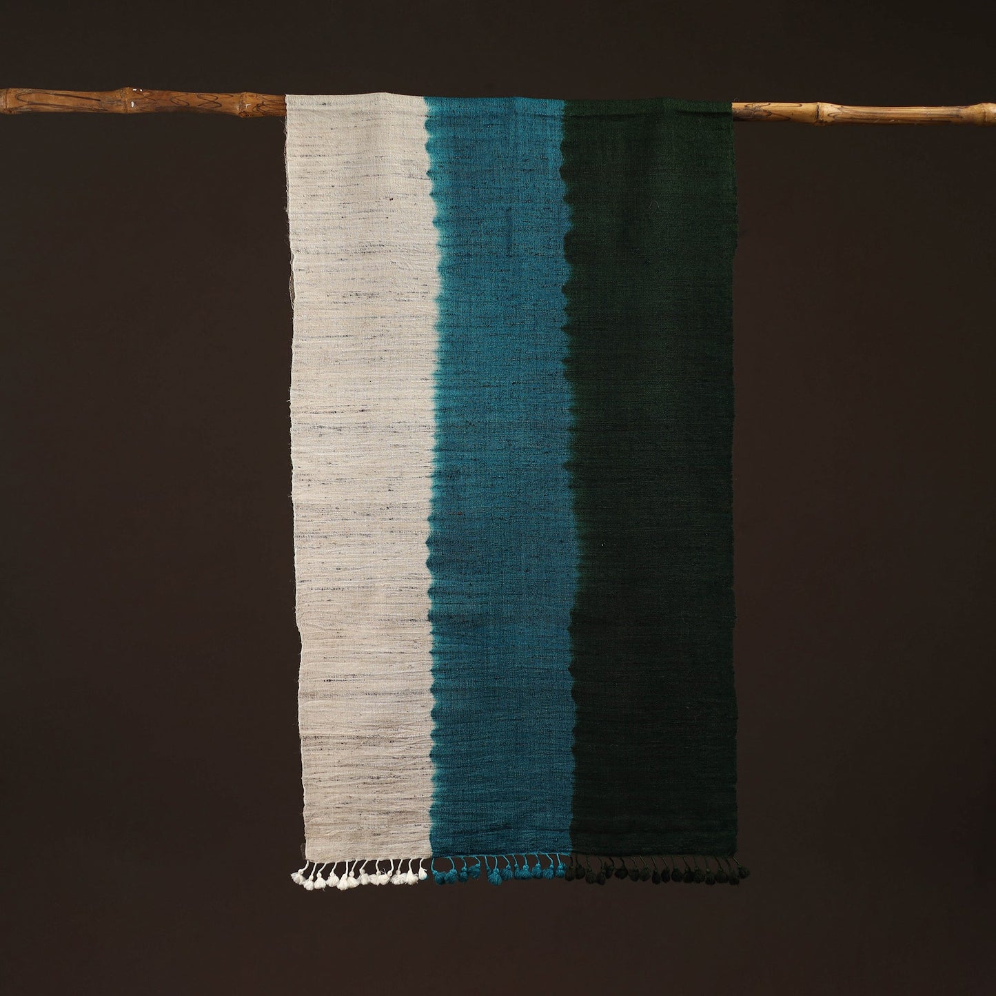 Kutch handwoven three shaded merino wool x katia silk stole