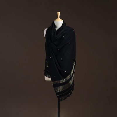 Kutch handwoven zari & mirror work acrylic wool shawl 24