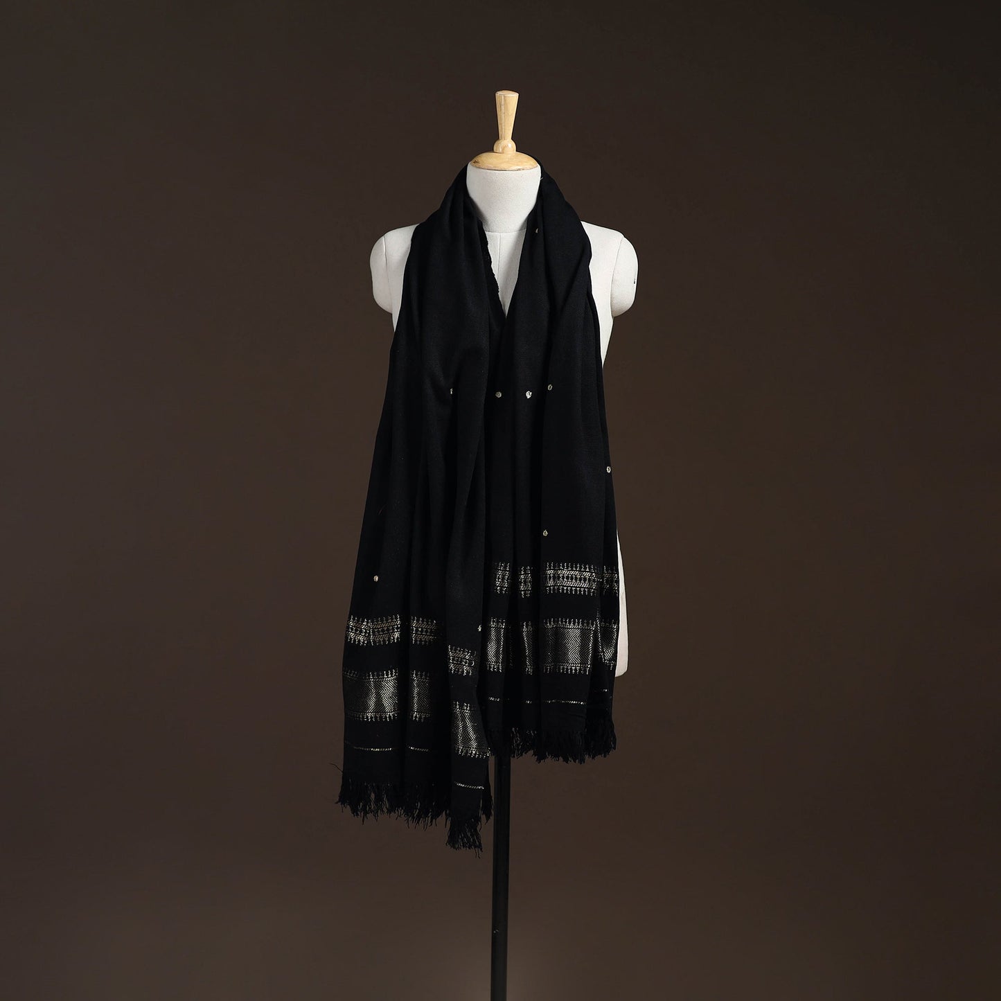 Kutch handwoven zari & mirror work acrylic wool shawl 24