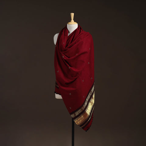 Kutch handwoven zari & mirror work acrylic wool shawl 26