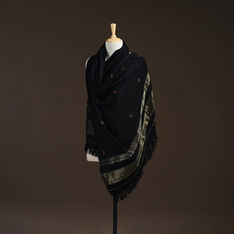 Kutch handwoven zari & mirror work acrylic wool shawl 28