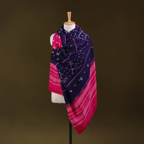 Kutch mirror work handwoven bandhani bagida merino wool