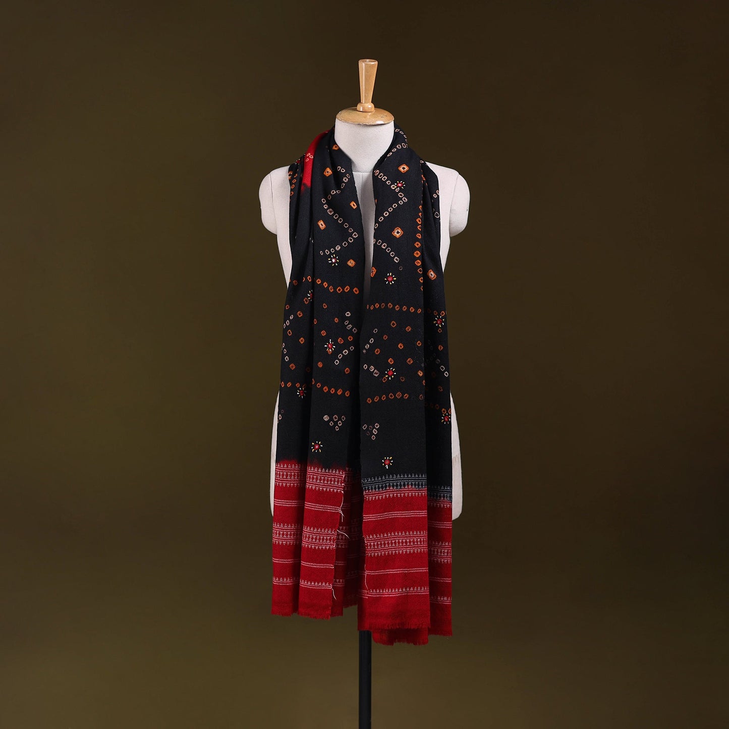 Kutch mirror work handwoven bandhani bagida merino wool