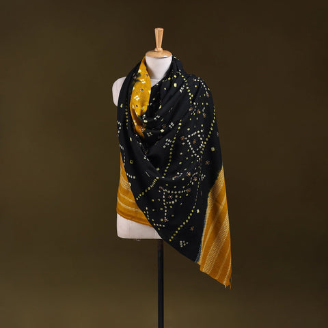 Kutch mirror work handwoven bandhani bagida merino wool