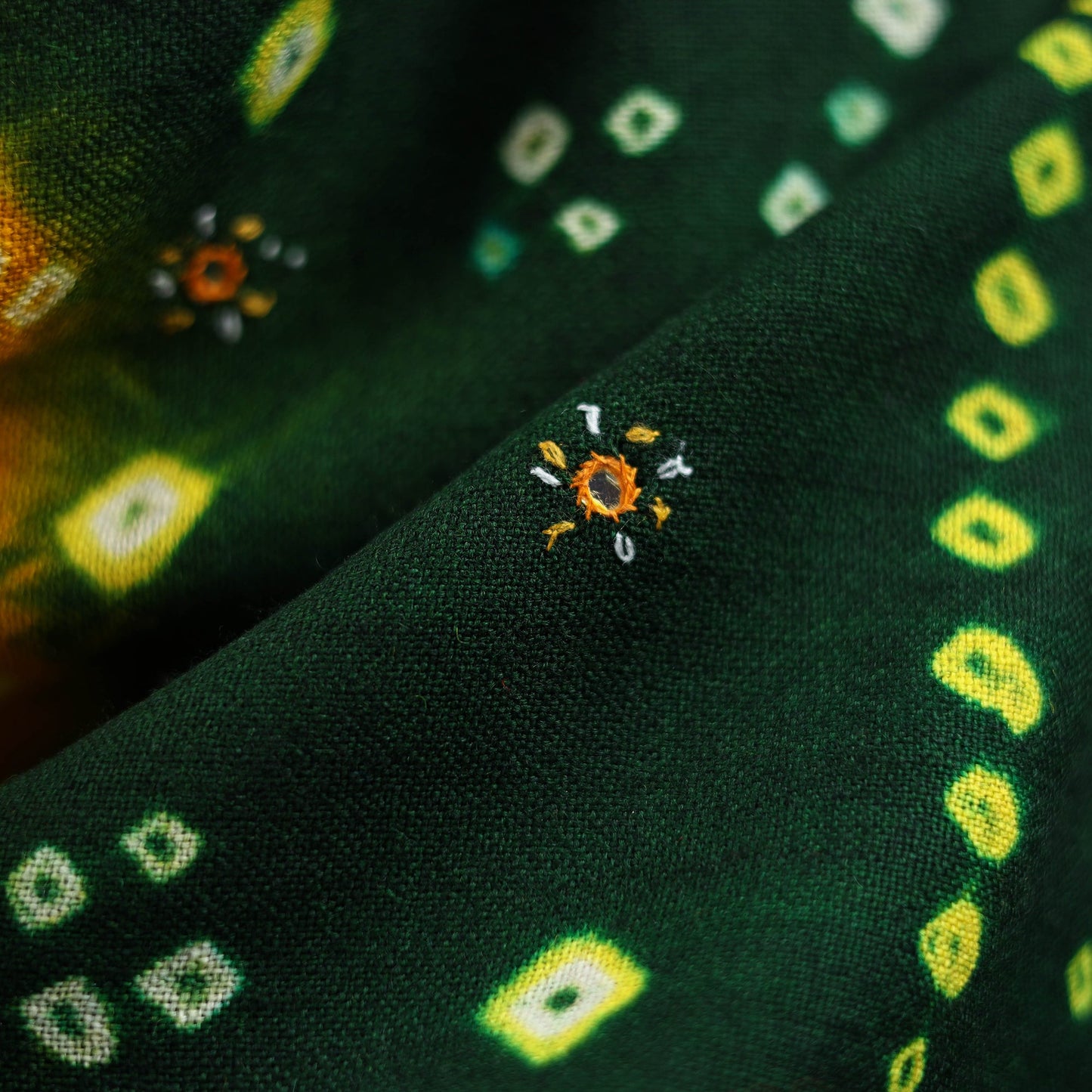 Kutch mirror work handwoven bandhani bagida merino wool