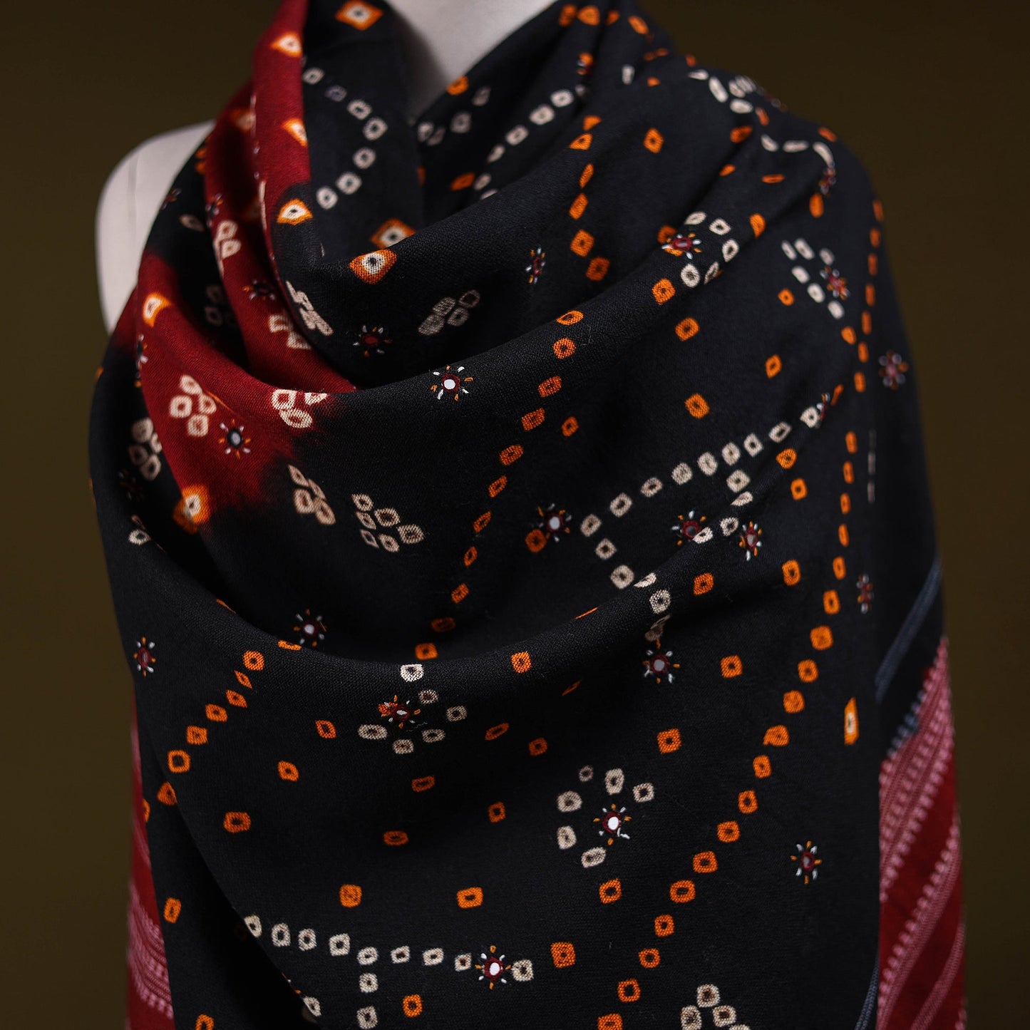 Kutch mirror work handwoven bandhani bagida merino wool