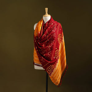 Kutch mirror work handwoven bandhani merino wool shawl 47