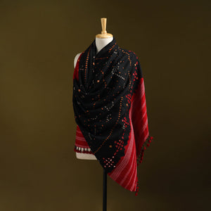 Kutch mirror work handwoven bandhani merino wool shawl 48