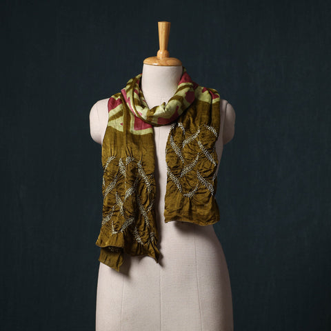 Kutch modal silk clamp dyed bandhani shibori stole 03