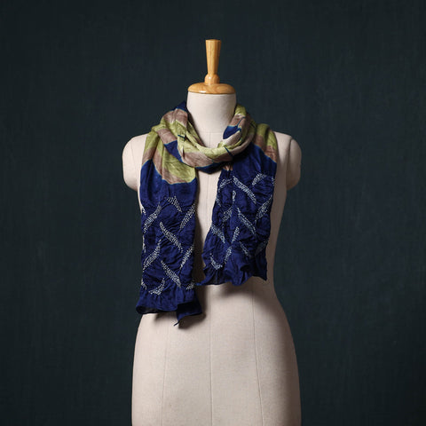 Kutch modal silk clamp dyed bandhani shibori stole 09