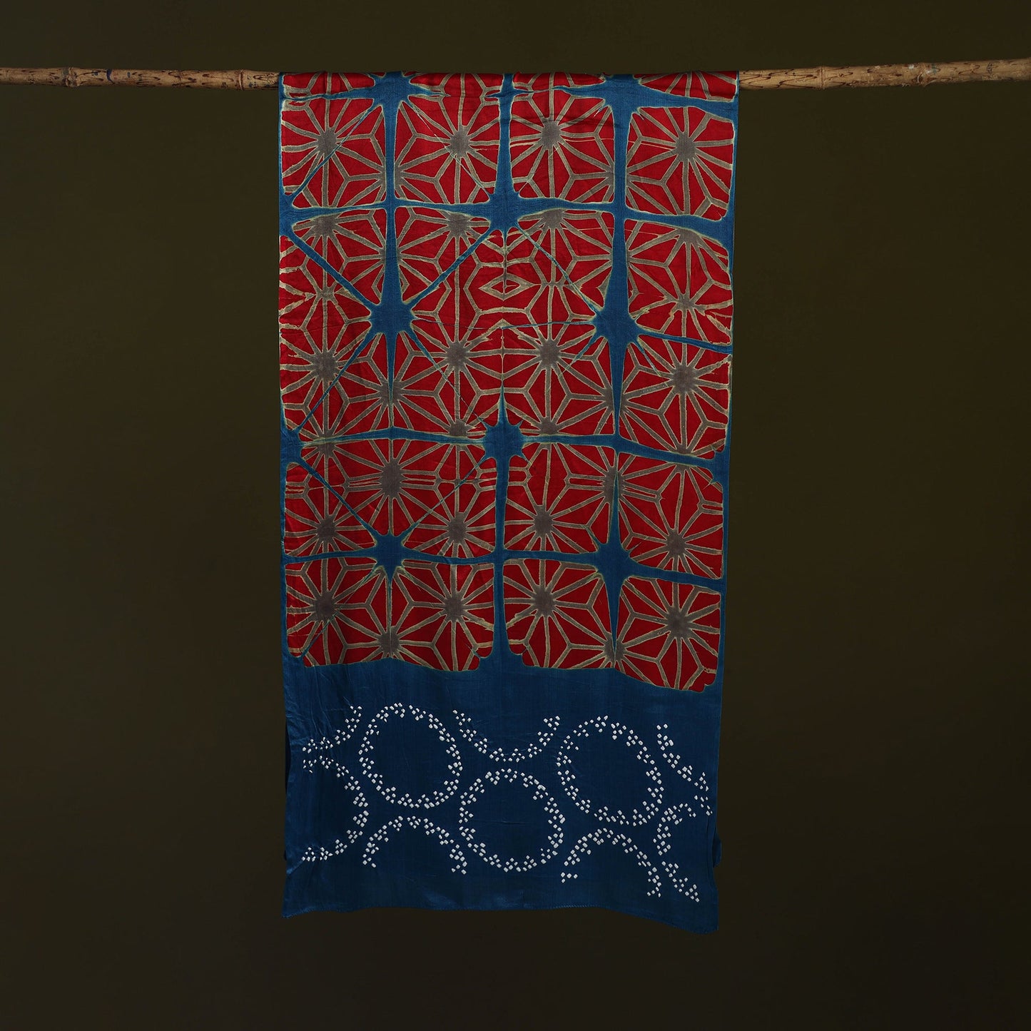 Kutch modal silk clamp dyed bandhani stole 07 - handcrafted