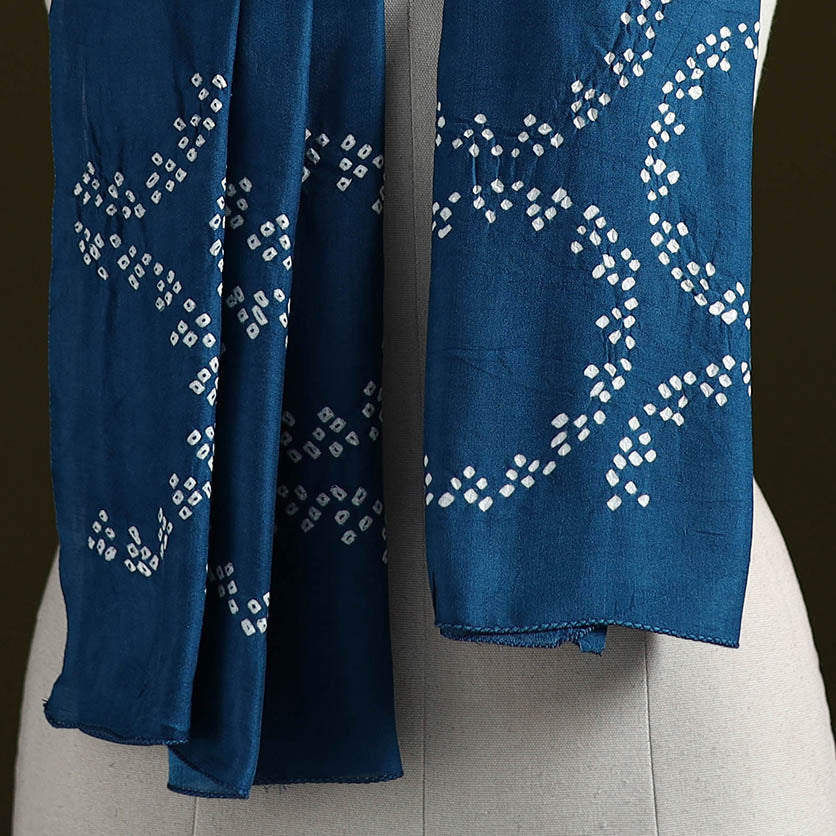 Kutch modal silk clamp dyed bandhani stole 07 - handcrafted