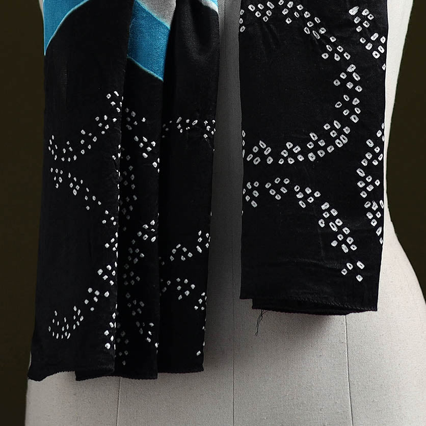 Kutch modal silk clamp dyed bandhani stole 08 - handcrafted