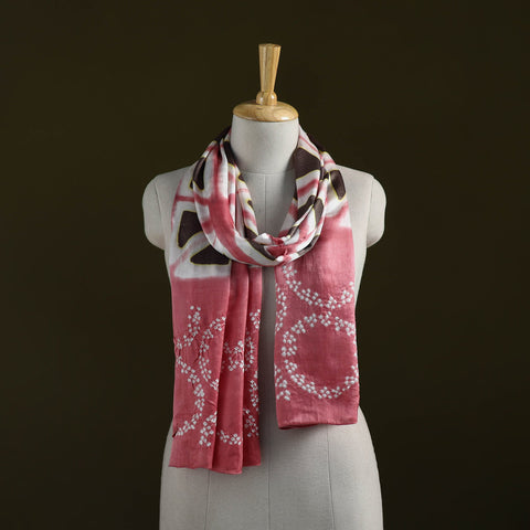 Kutch modal silk clamp dyed bandhani stole 09 - handcrafted