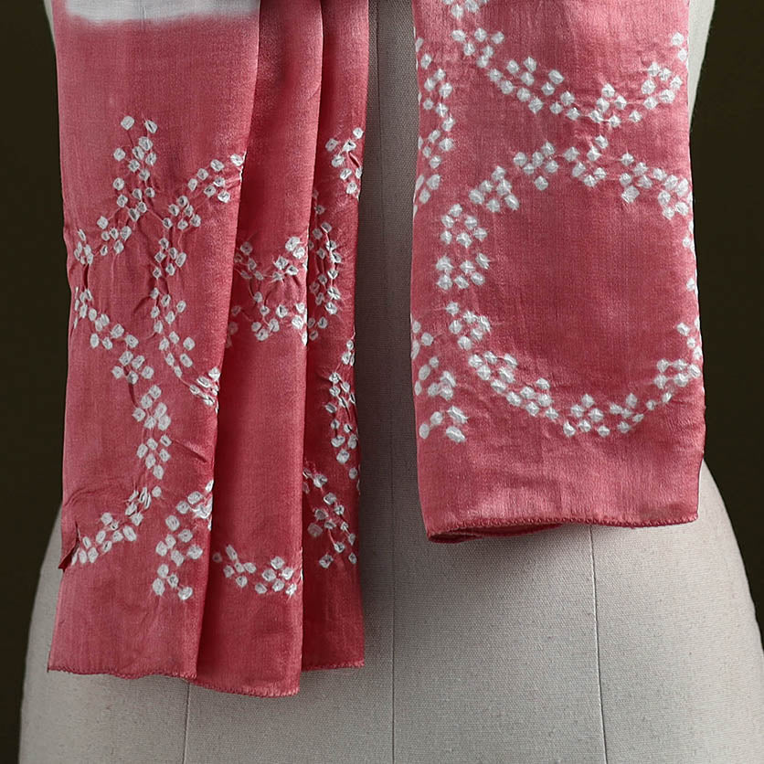 Kutch modal silk clamp dyed bandhani stole 09 - handcrafted